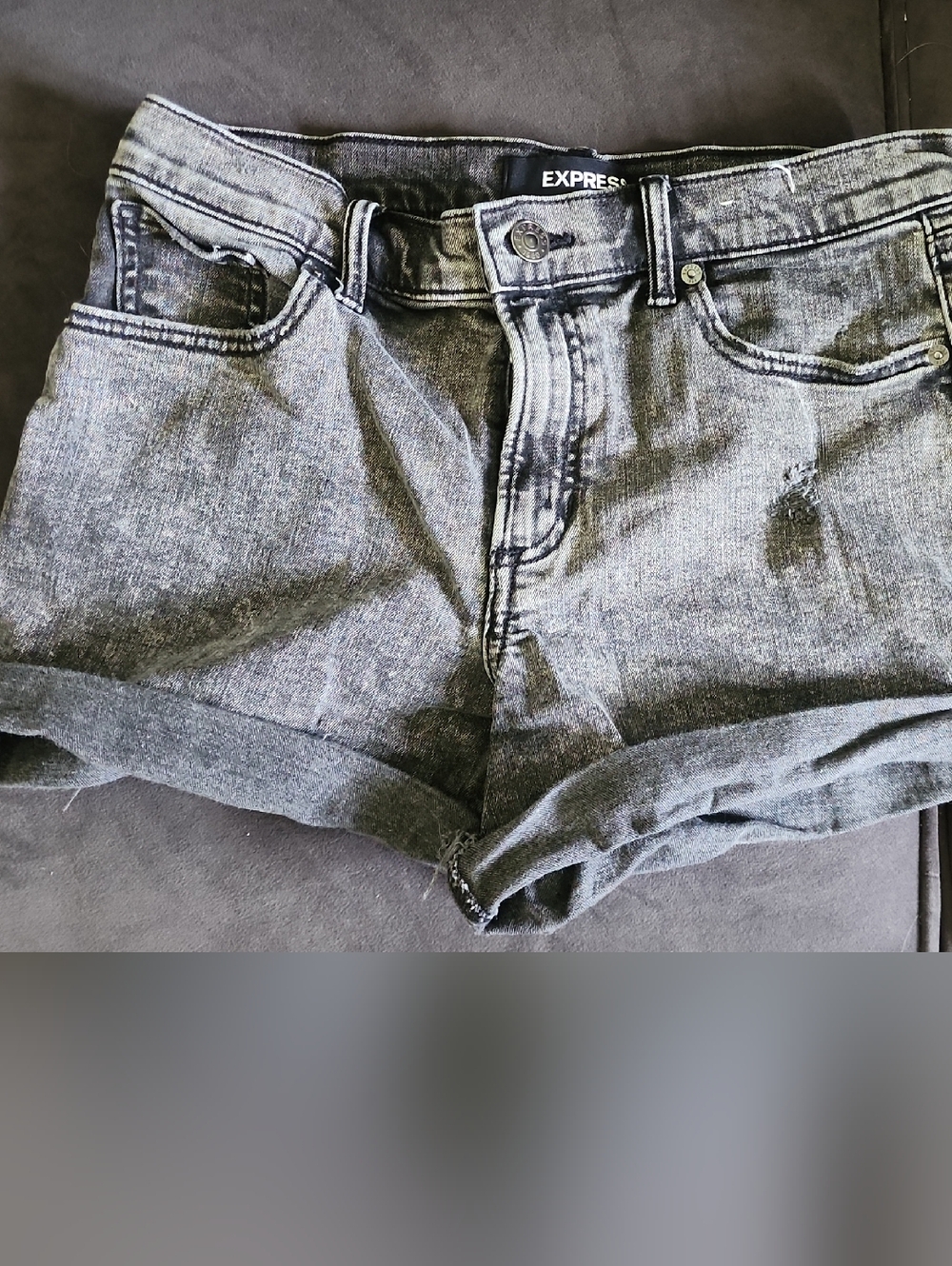 Express Women's Gray Denim Roll-Cuff Shorts